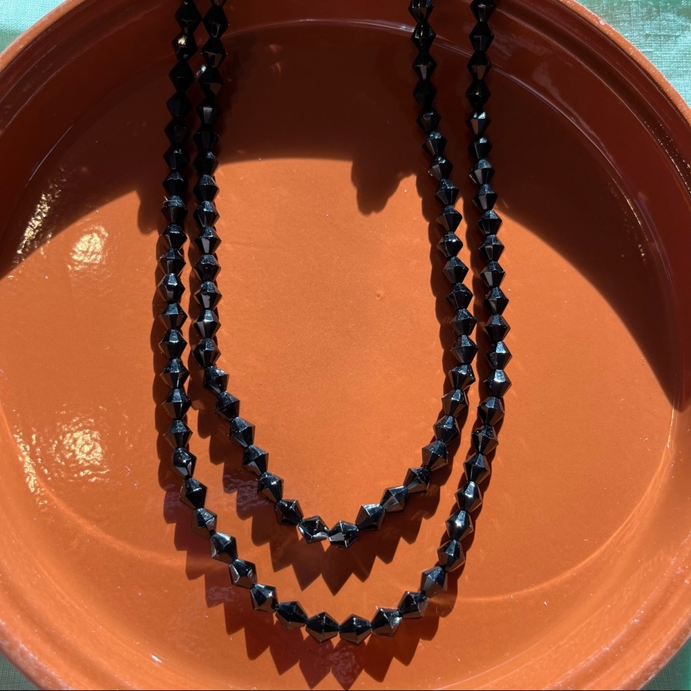 Long Black Beaded Necklace